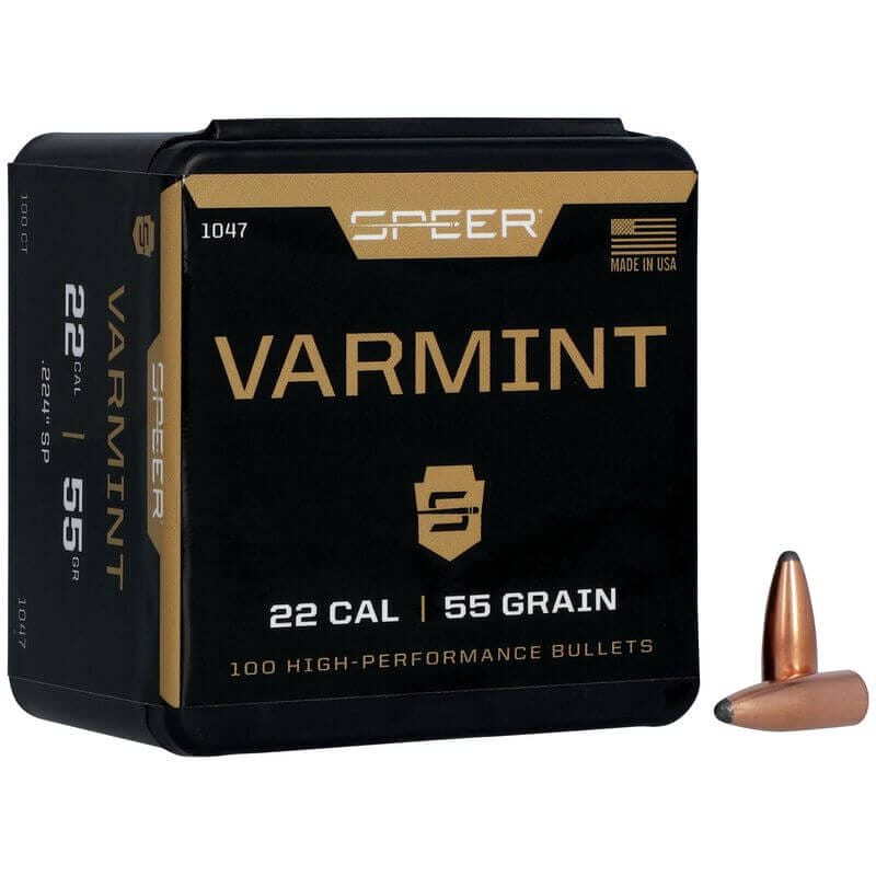 .224/22cal 55gr Spitzer Soft Point (Speer) - 100 Projectiles